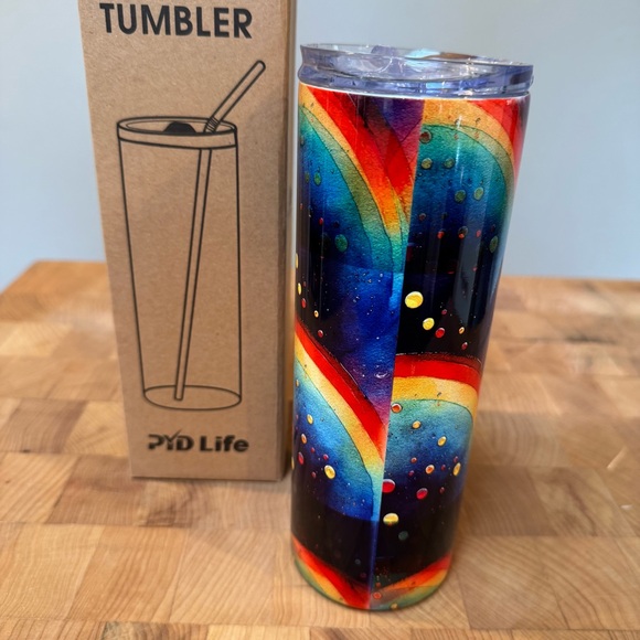 Colorful Sublimated Rainbow  20oz Tumbler with Lid - Picture 2 of 4